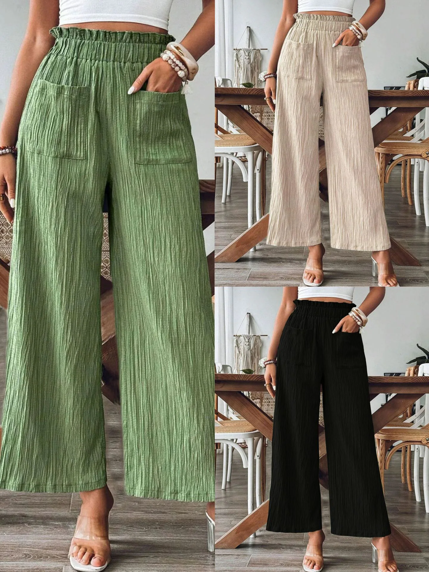 Solid Casual Pants, item XY000425