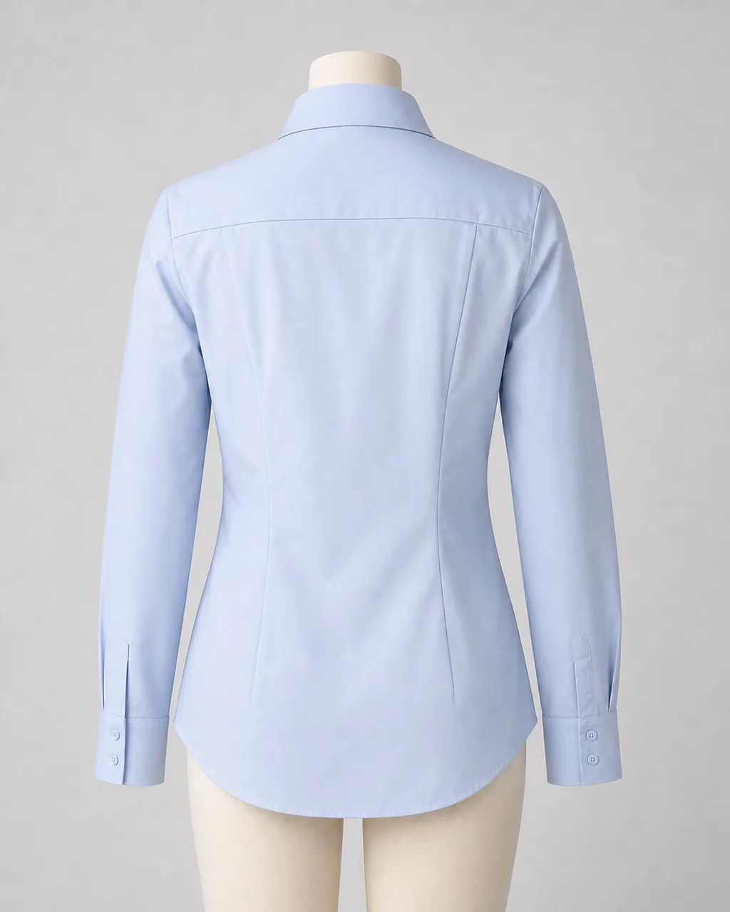 Anonymous powder-blue custom women's business shirt, back view
