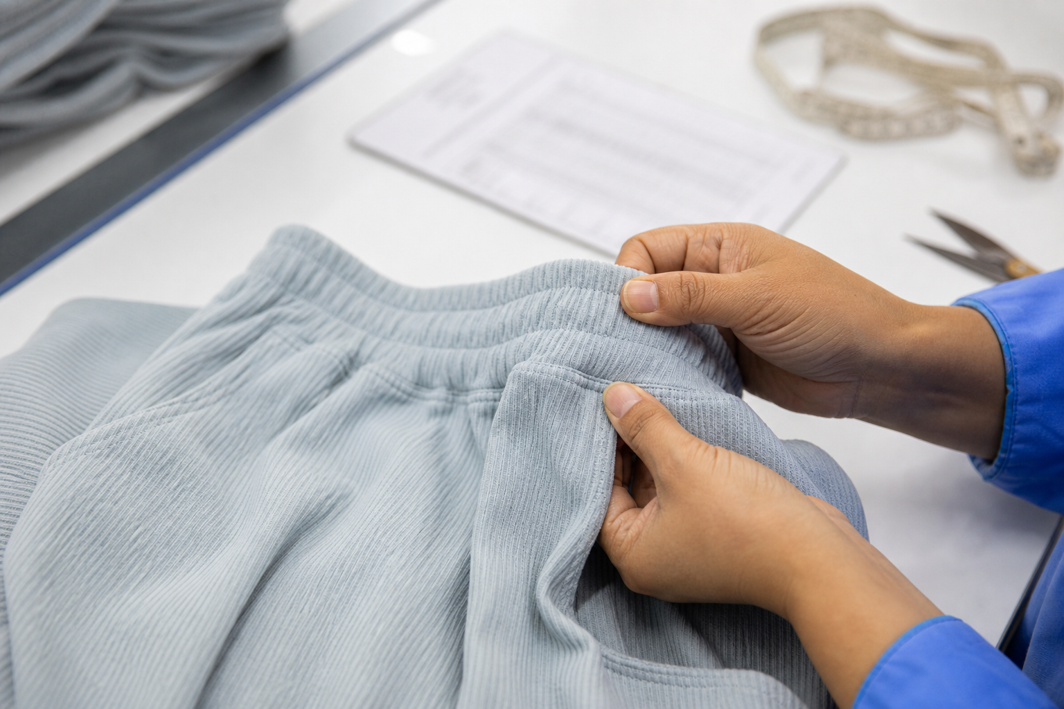 AI-generated visual reference of garment quality control inspection