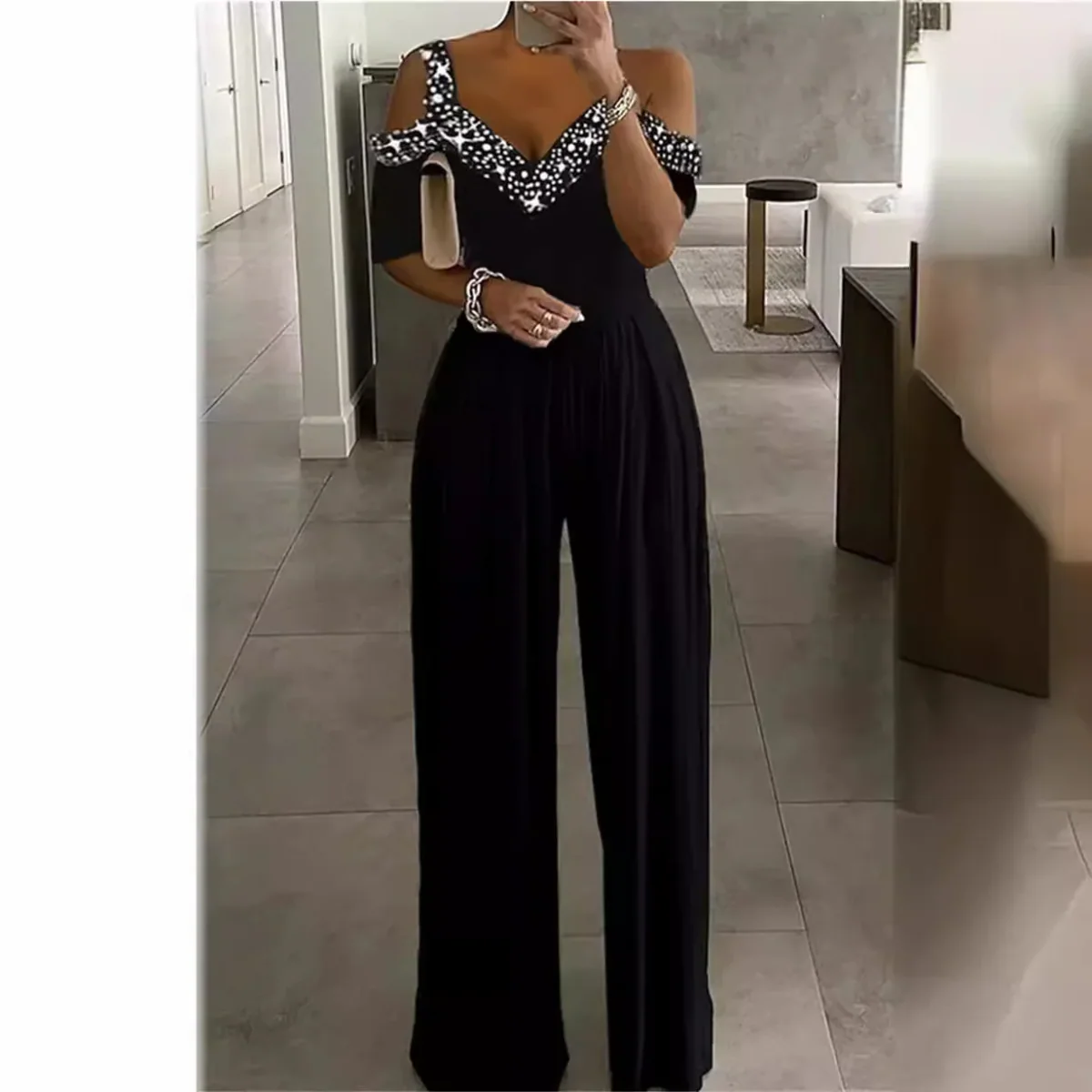 Printed Wide-Leg Jumpsuit HY9058 alternate product view