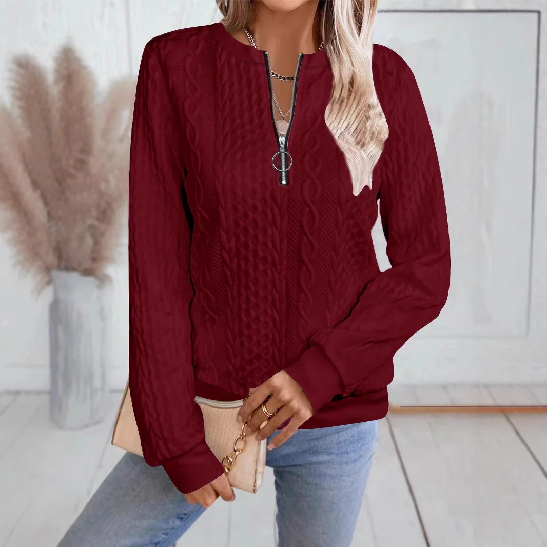 Quarter-Zip Long-Sleeve Sweatshirt XF7748 garment detail view