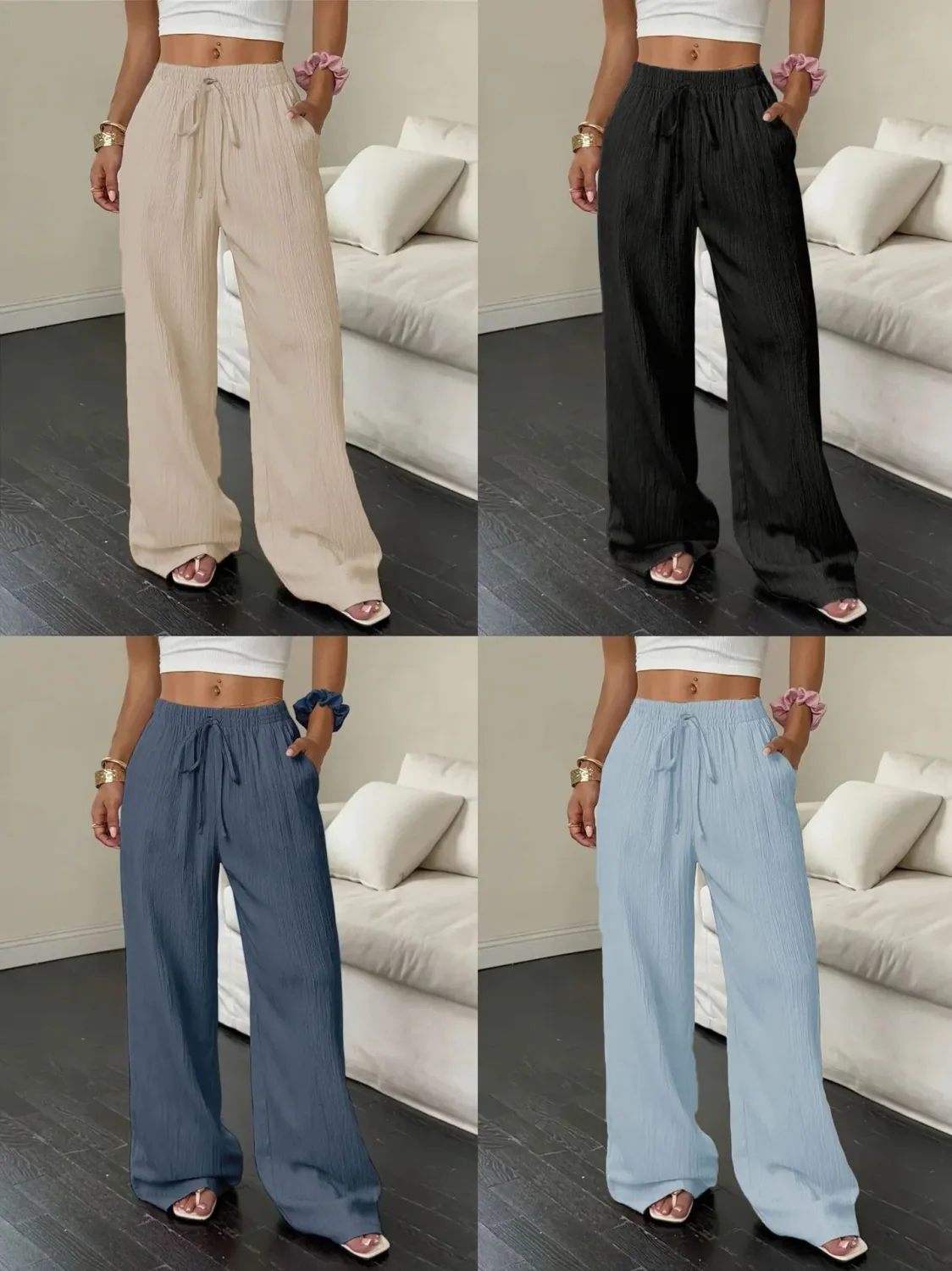 Textured Straight-Leg Pants XY000515-3 alternate product view