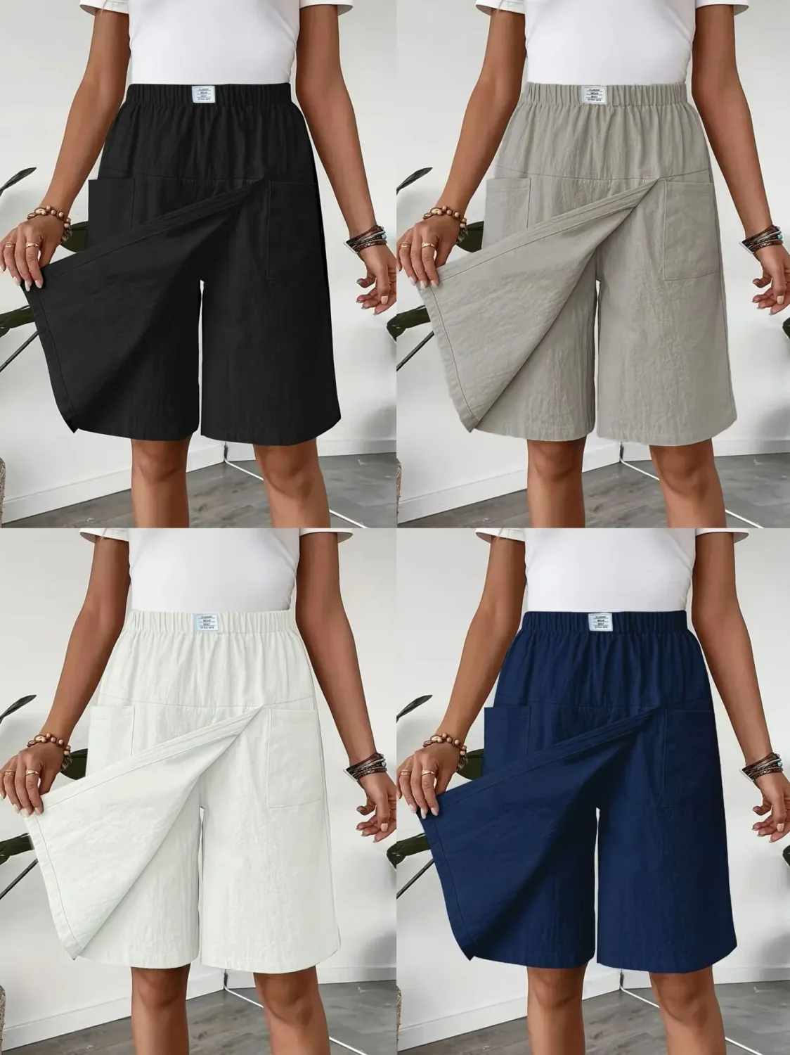 Women's pocket skort shorts XY000606 with 8 colors and sizes S-2XL for wholesale