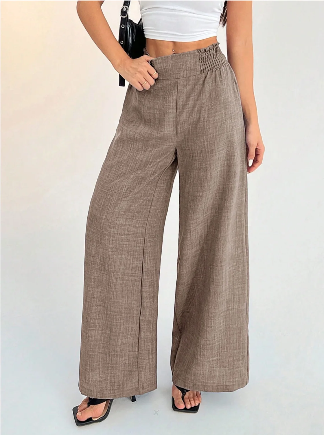 Smocked-Waist Wide-Leg Pants XY000624 garment detail view