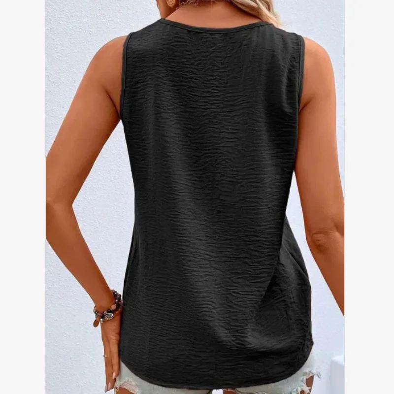 Button-Front Sleeveless Top XY00388 garment detail view